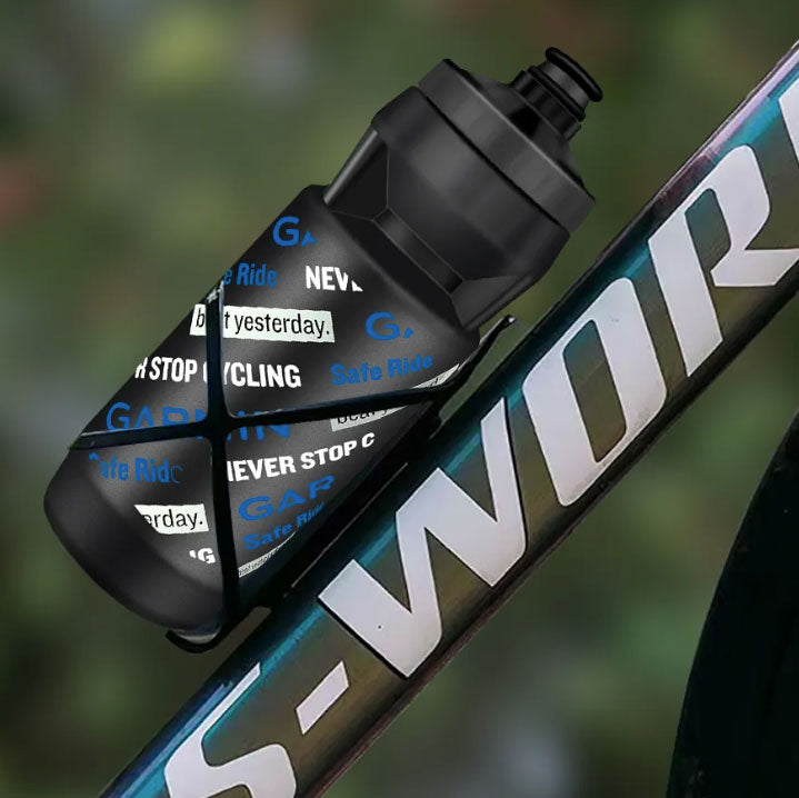 A close-up shot of a bicycle bottle cage mounted on a bike.