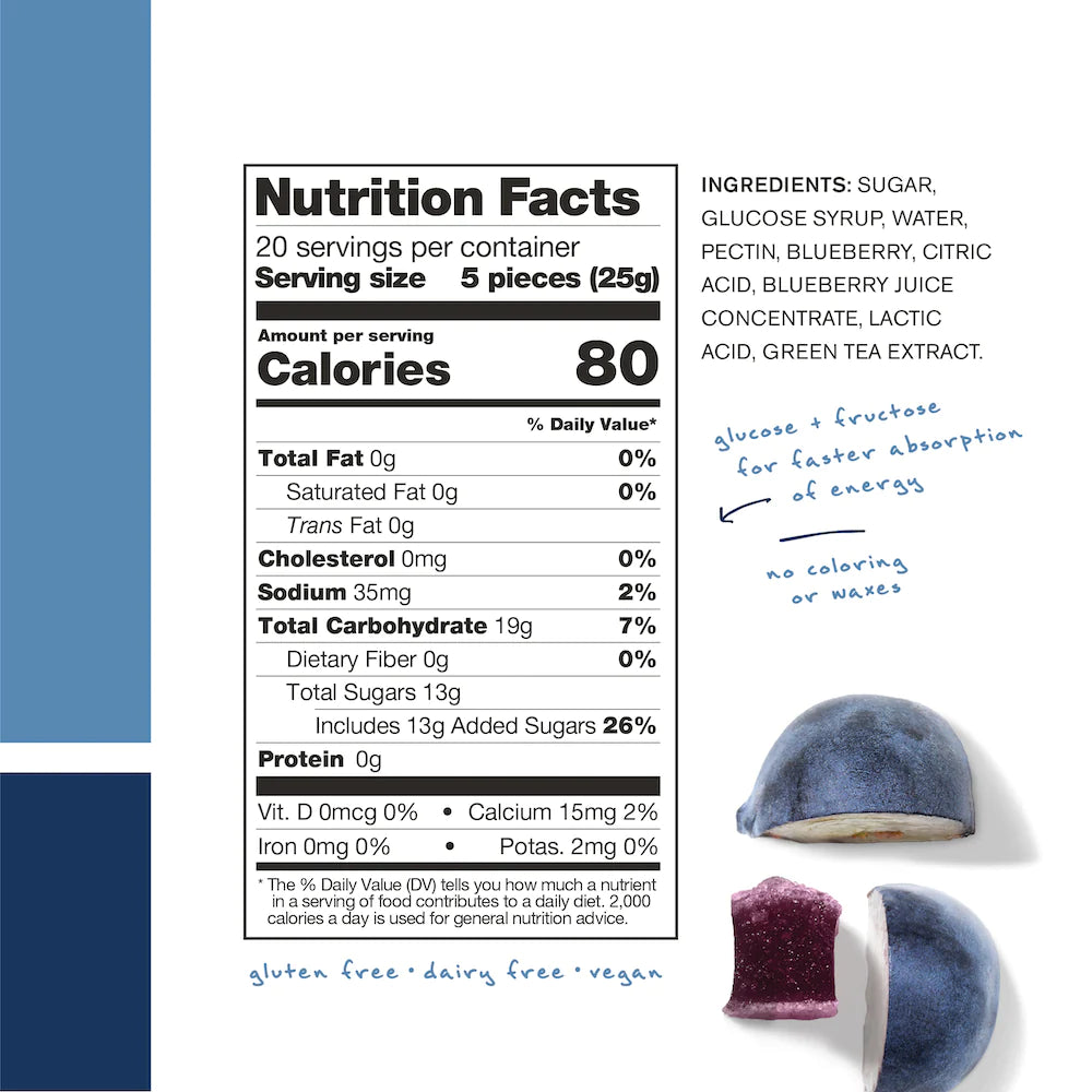 Skratch Labs Sport Energy Chews - Blueberry with Caffeine