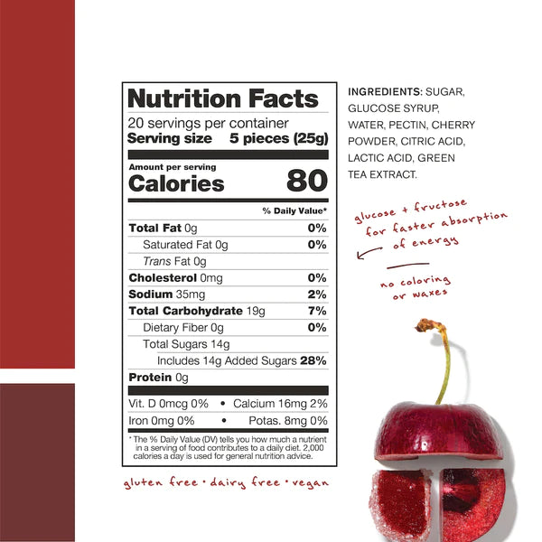 Skratch Labs Sport Energy Chews - Sour Cherry with Caffeine